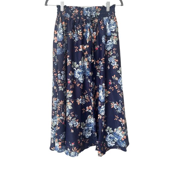 SCARLET DARKNESS Floral Midi Skirt Navy Blue NWT Small - Picture 2 of 6